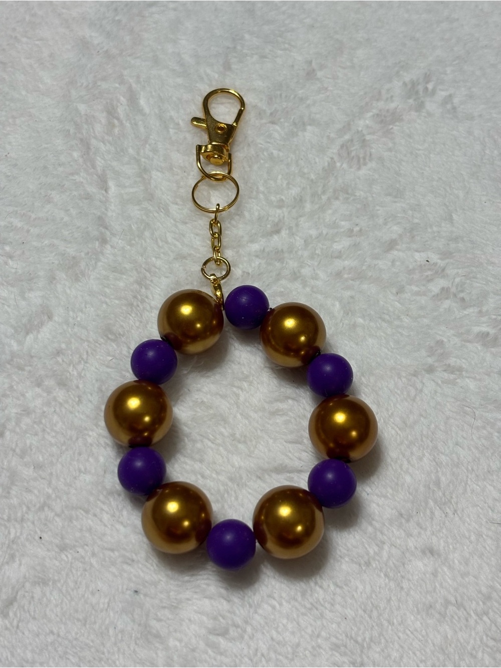 Gold and Purple Beaded Keychain Bracelet - Women Accessories